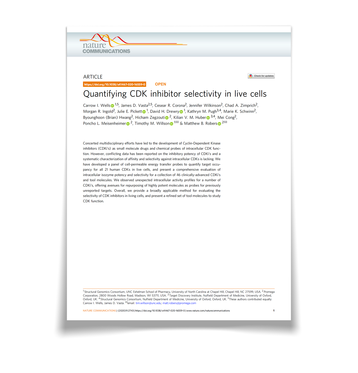 Quantifying CDK inhibitor selectivity in live cells